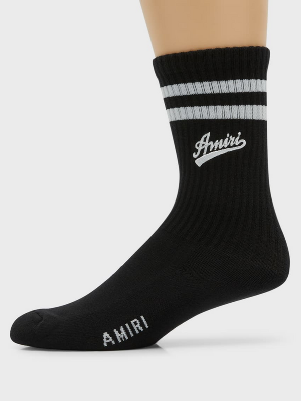 AMIRI VARSITY SCRIPT SOCKS BLACK