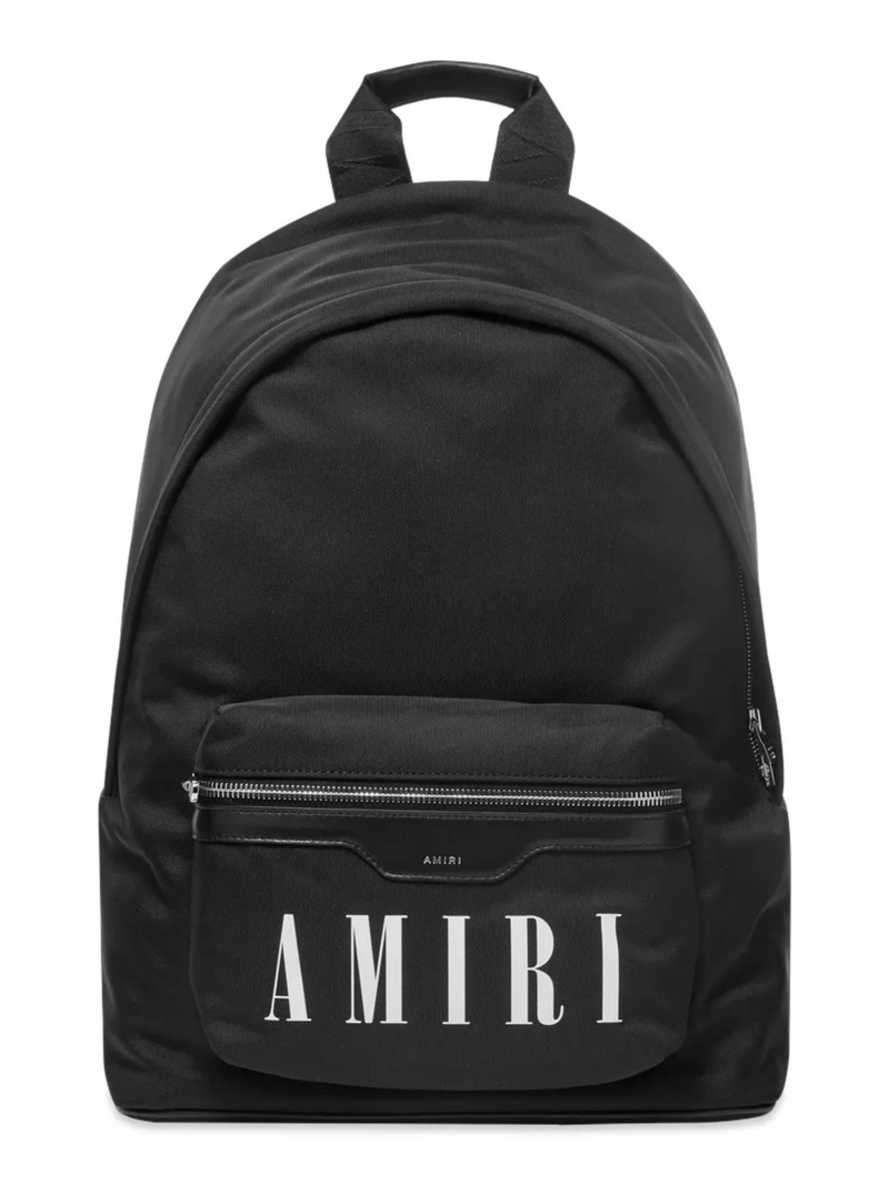 AMIRI CLASSIC LOGO LEATHER TRIMMED NYLON BACKPACK BLACK