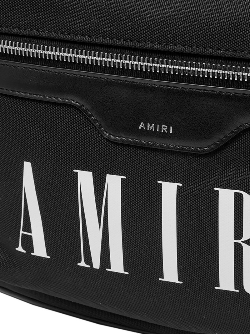 AMIRI CLASSIC LOGO LEATHER TRIMMED NYLON BACKPACK BLACK