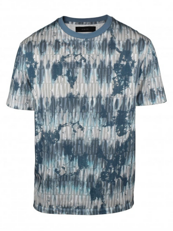 AMIRI TIE DYE ALL OVER LOGO TEE BLUE