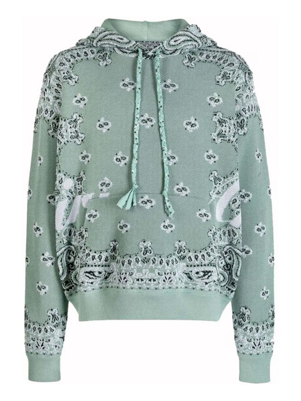 AMIRI BANDANA KNIT HOODIE MINT