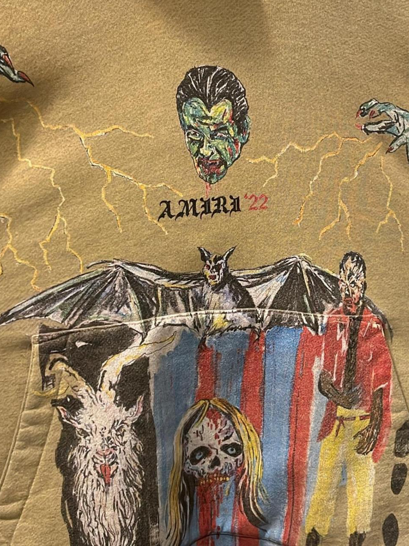 AMIRI BLOOD 38' HOODIE HEATHER BIRCH
