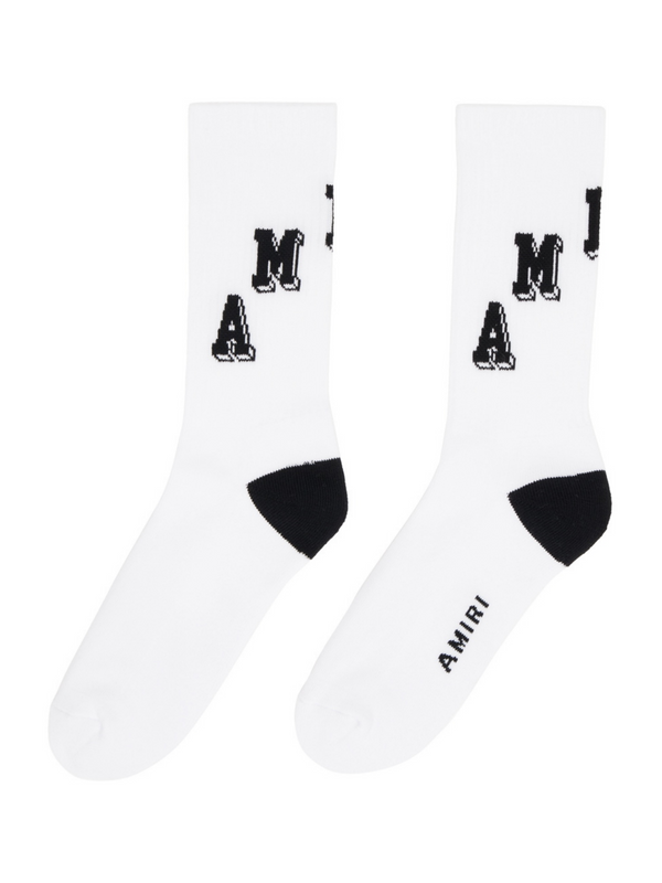 AMIRI COLLEGIATE TUBE SOCKS WHITE BLACK