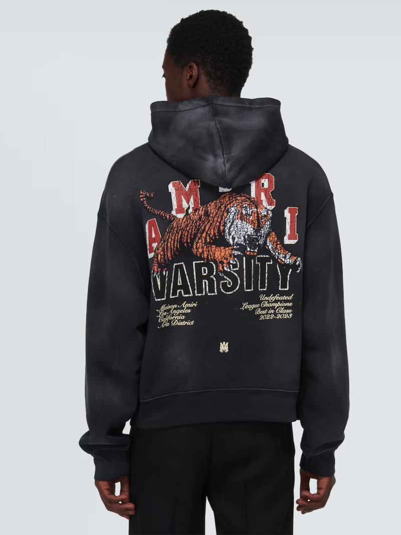 AMIRI VINTAGE TIGER VARSITY HOODIE BLACK
