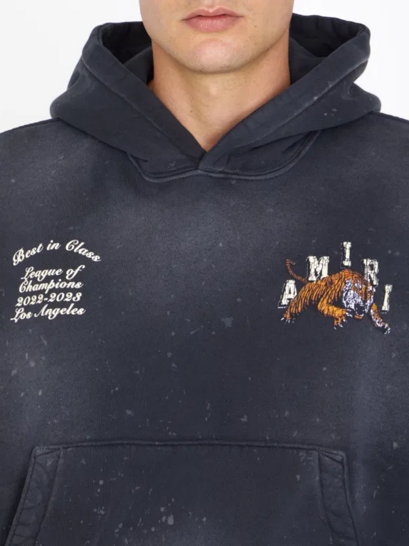 AMIRI VINTAGE TIGER VARSITY HOODIE BLACK