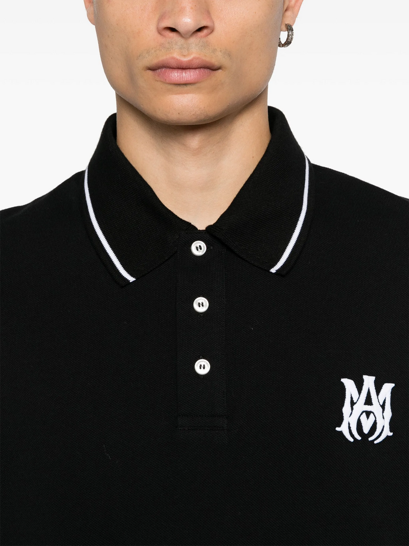 AMIRI SOLID SHORT SLEEVE MA LOGO POLO BLACK