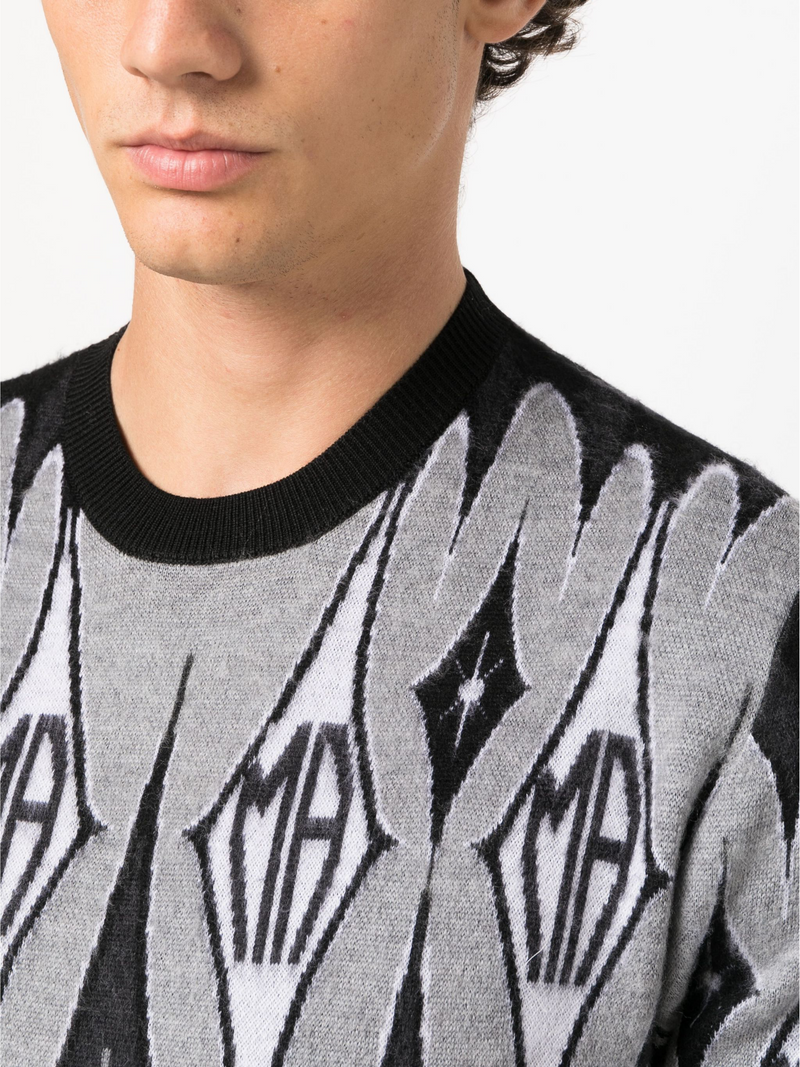 AMIRI ARGYLE WOOL JUMPER GREY