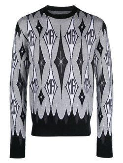 AMIRI ARGYLE WOOL JUMPER GREY