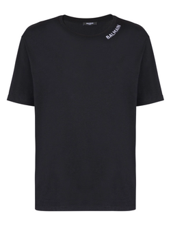 BALMAIN NECKLINE LOGO TEE BLACK