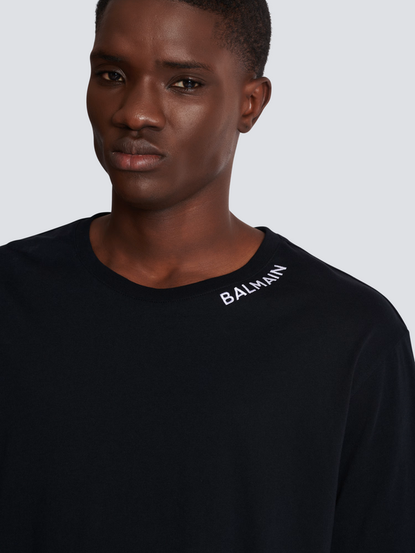 BALMAIN NECKLINE LOGO TEE BLACK