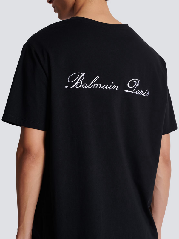 BALMAIN SIGNATURE LOGO TEE BLACK