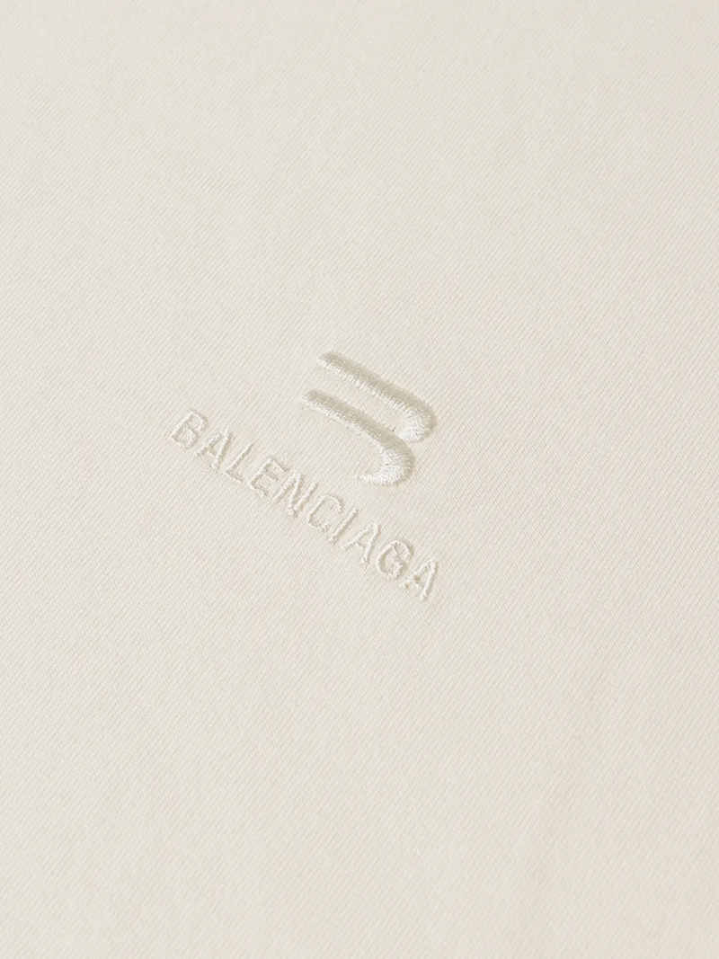 BALENCIAGA WASHED MONOGRAM LOGO TEE CHALKY WHITE