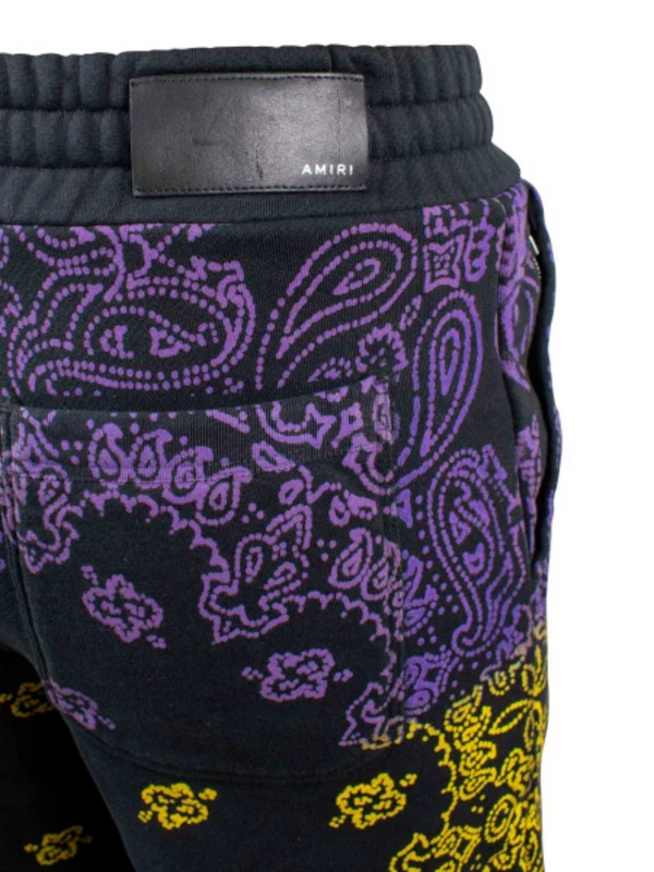 AMIRI BANDANA BLEACH SHORTS PURPLE / YELLOW