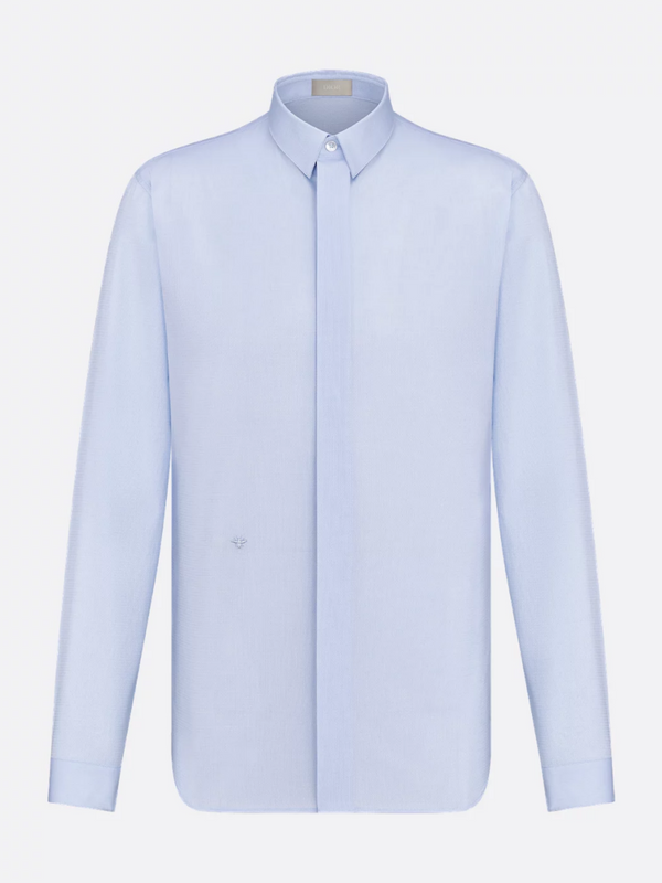 DIOR SHIRT WITH BEE EMBROIDERY LIGHT BLUE STRIPED