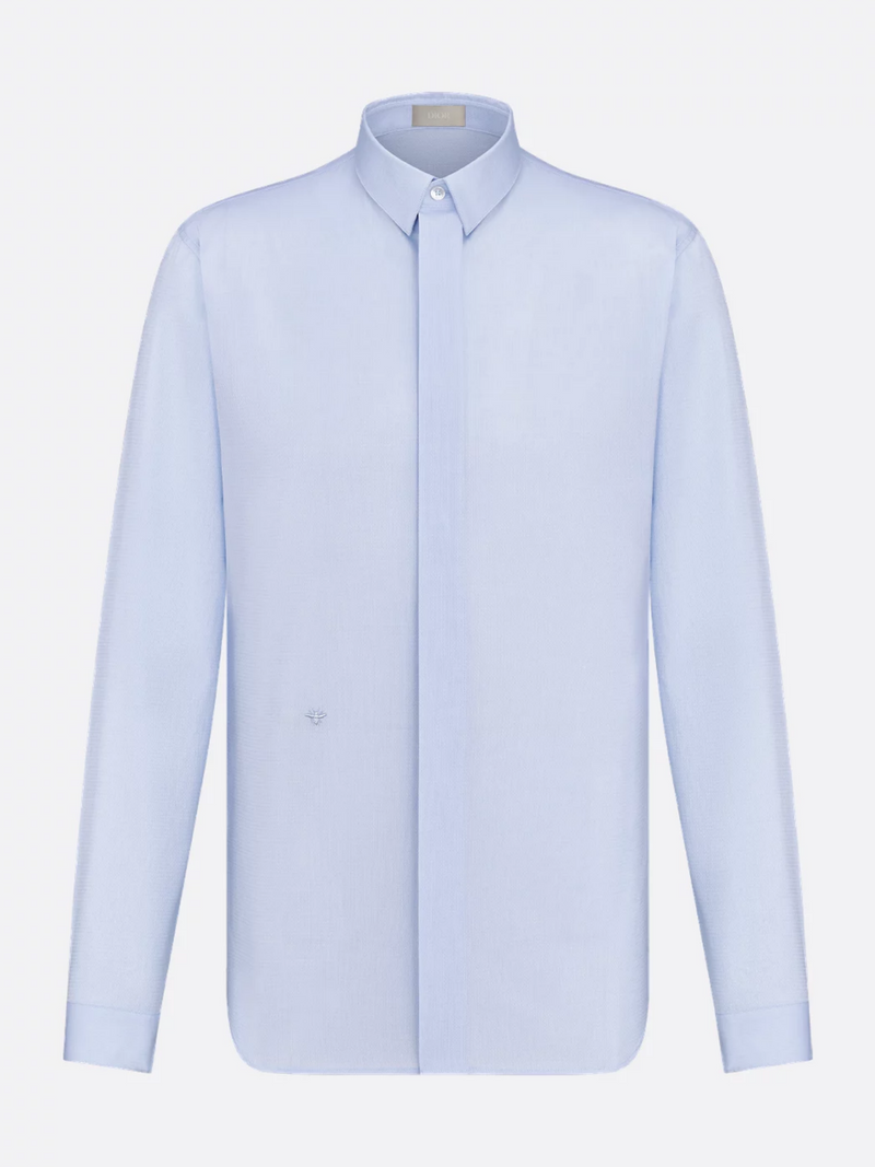 DIOR SHIRT WITH BEE EMBROIDERY LIGHT BLUE STRIPED