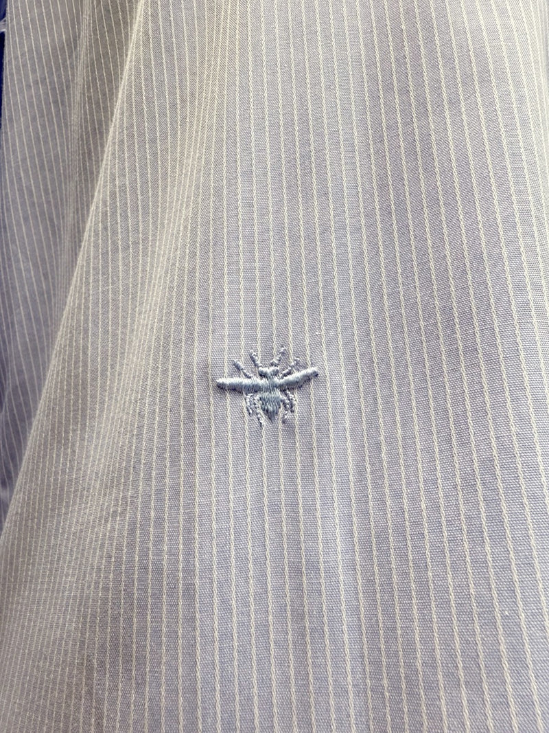 DIOR SHIRT WITH BEE EMBROIDERY LIGHT BLUE STRIPED