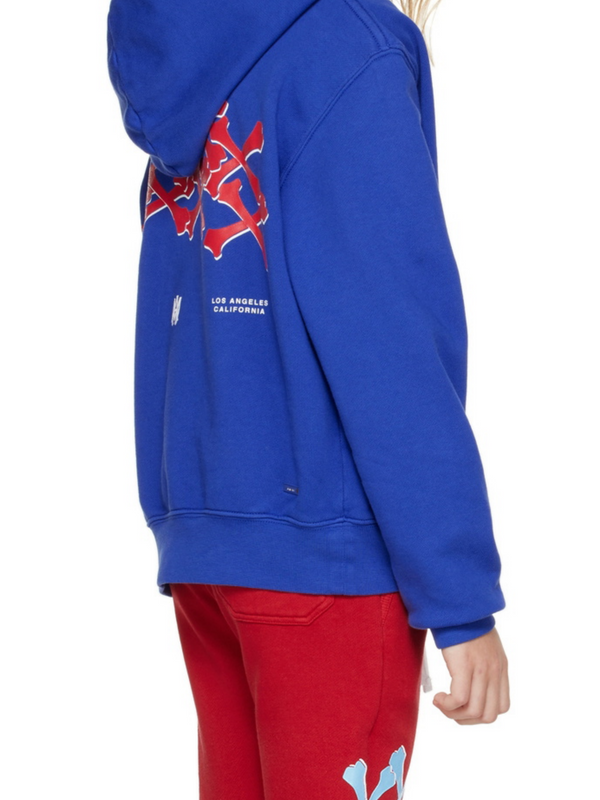 AMIRI KIDS BONES GRAPHIC HOODIE BLUE / RED
