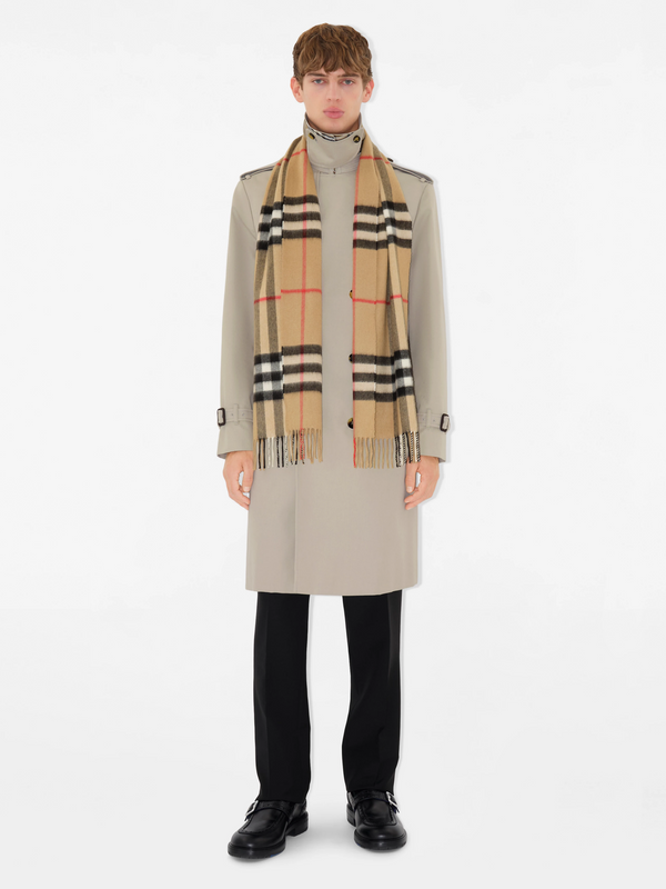 BURBERRY CHECK CASHMERE SCARF ARCHIVE BEIGE