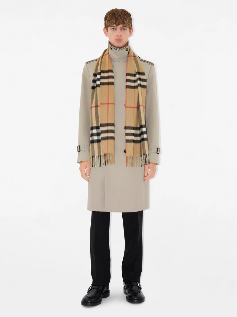 BURBERRY CHECK CASHMERE SCARF ARCHIVE BEIGE