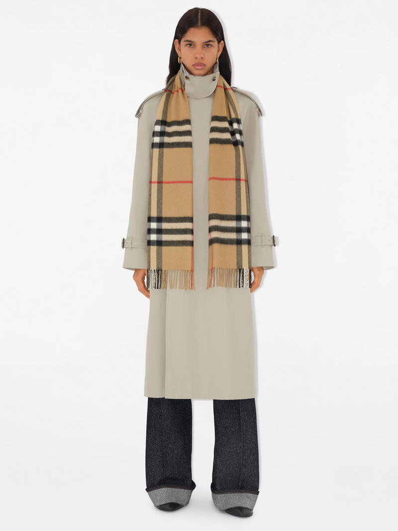 BURBERRY CHECK CASHMERE SCARF ARCHIVE BEIGE