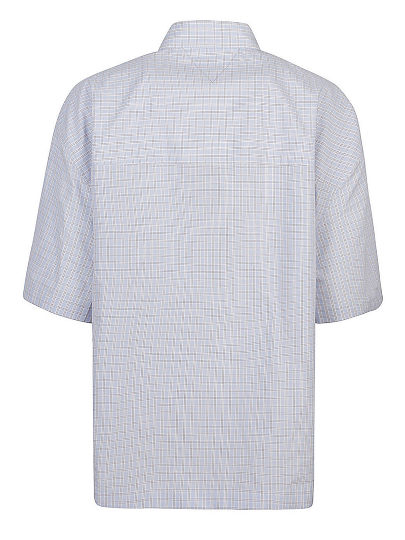 BOTTEGA VENETA BV EMBROIDERED CHECK OVERSHIRT LIGHT BLUE