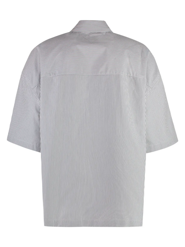 BOTTEGA VENETA BV EMBROIDERED STRIPED OVERSHIRT GREY / WHITE