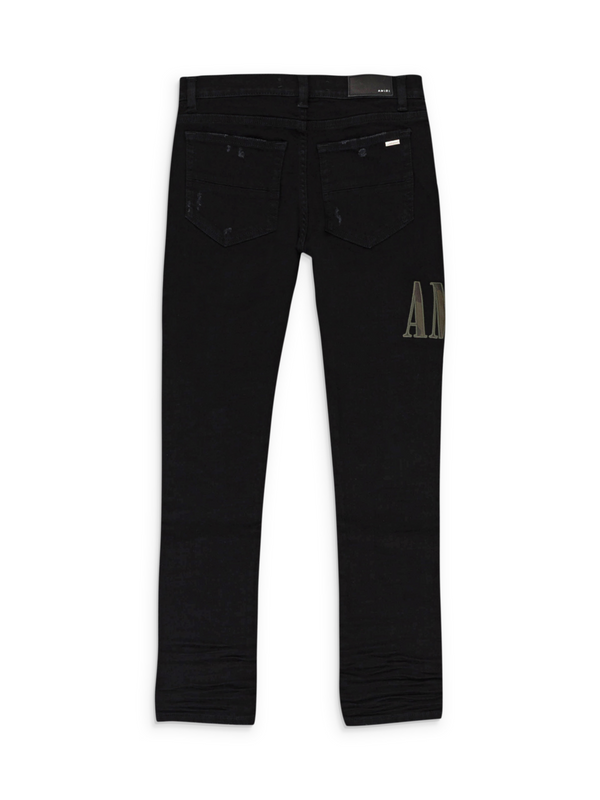 AMIRI KIDS CAMO APPLIQUE DENIM JEANS BLACK