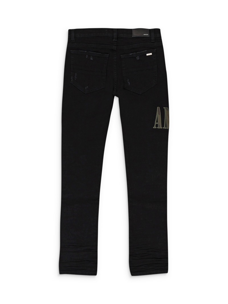 AMIRI KIDS CAMO APPLIQUE DENIM JEANS BLACK