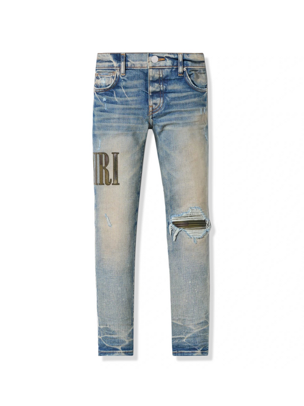 AMIRI KIDS CAMO APPLIQUE DENIM JEANS CLAY INDIGO
