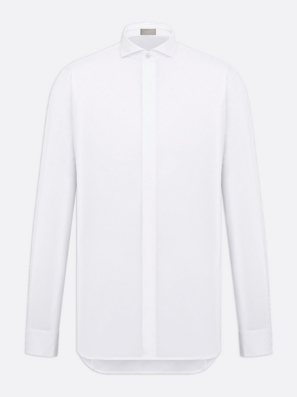 DIOR CD ICON EMBROIDERED LOGO LONG SLEEVE SHIRT WHITE