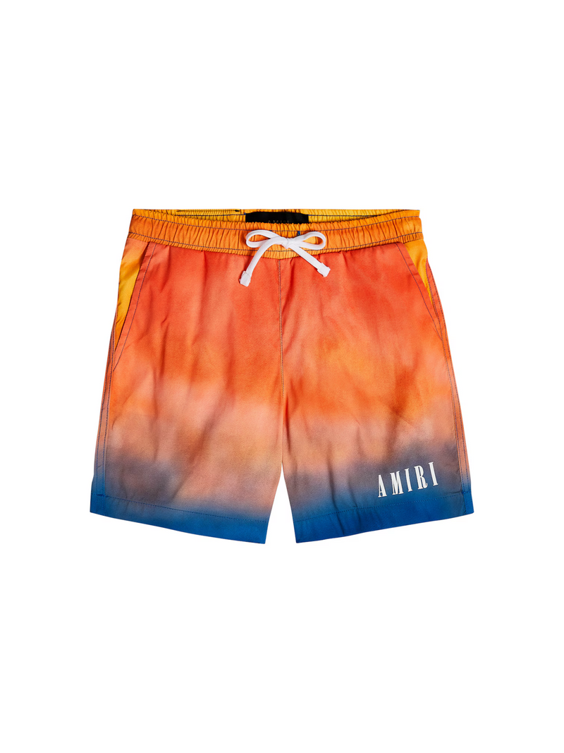 AMIRI KIDS CORE LOGO SWIM SHORTS TIE DYE ORANGE