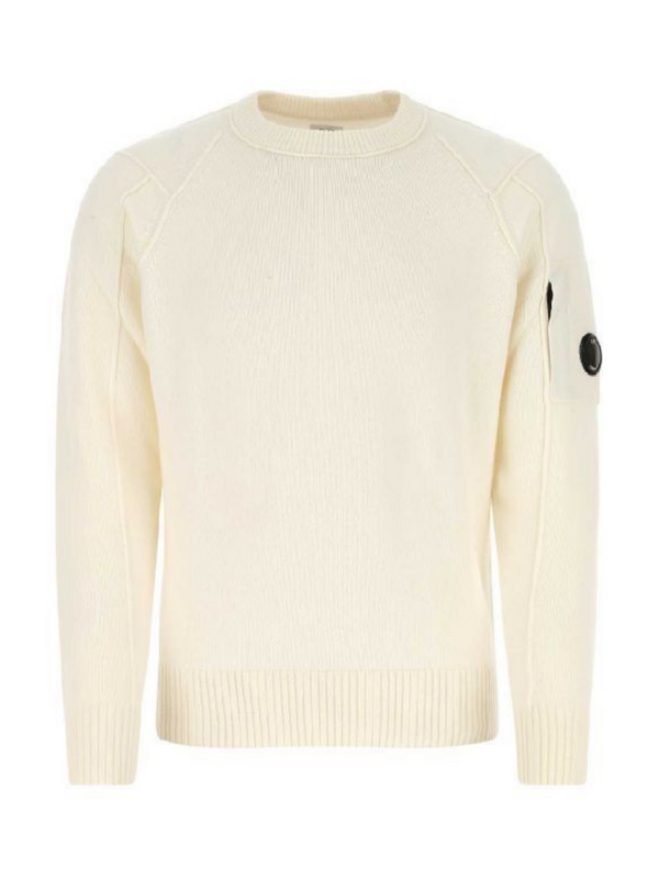 CP COMPANY LAMBSWOOL LENS JUMPER GAUZE WHITE