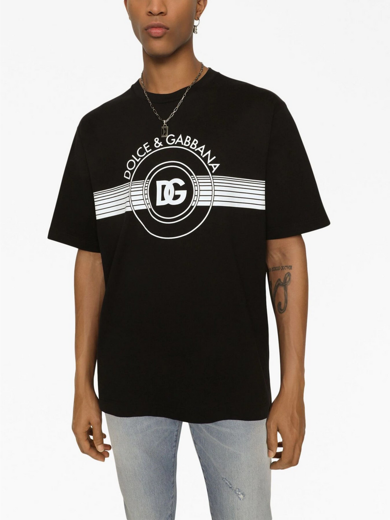 DOLCE & GABBANA INTERLOCK DG LOGO TEE BLACK