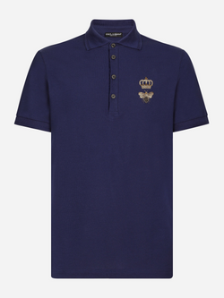 DOLCE & GABBANA BEE CROWN POLO SHIRT NAVY