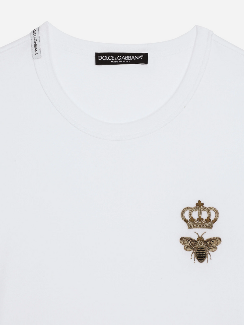 DOLCE & GABBANA BEE CROWN TEE WHITE