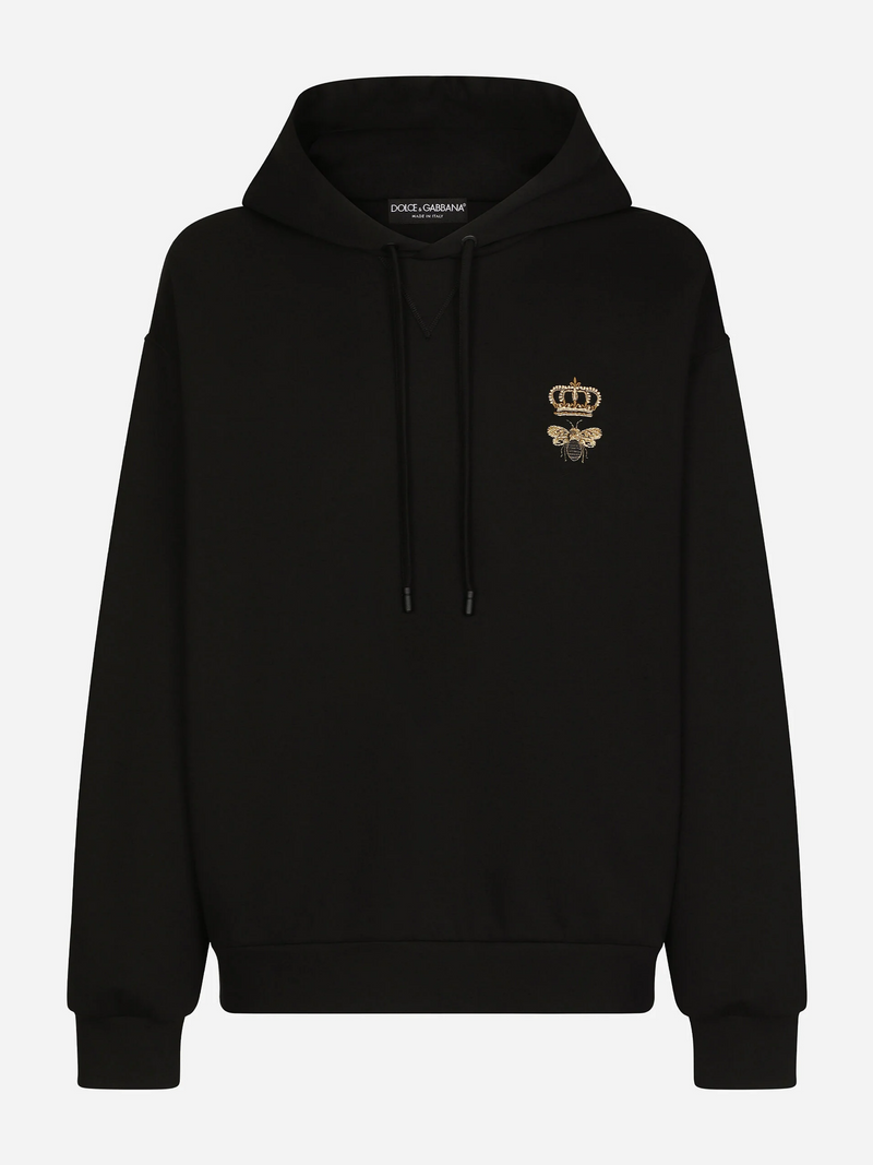 DOLCE & GABBANA BEE CROWN HOODIE BLACK