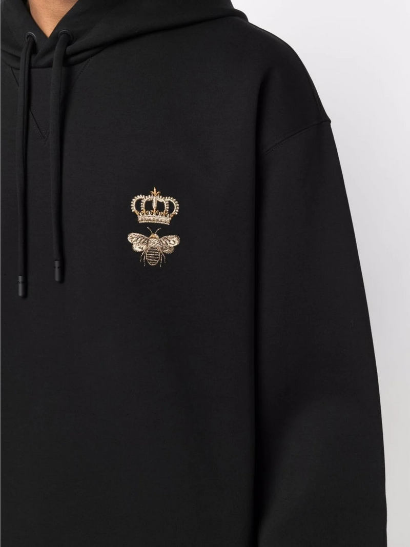 DOLCE & GABBANA BEE CROWN HOODIE BLACK