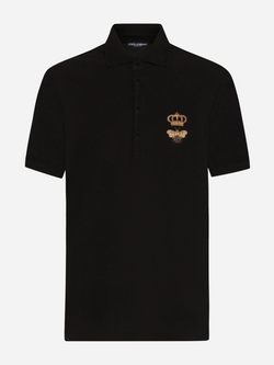 DOLCE & GABBANA BEE CROWN POLO SHIRT BLACK