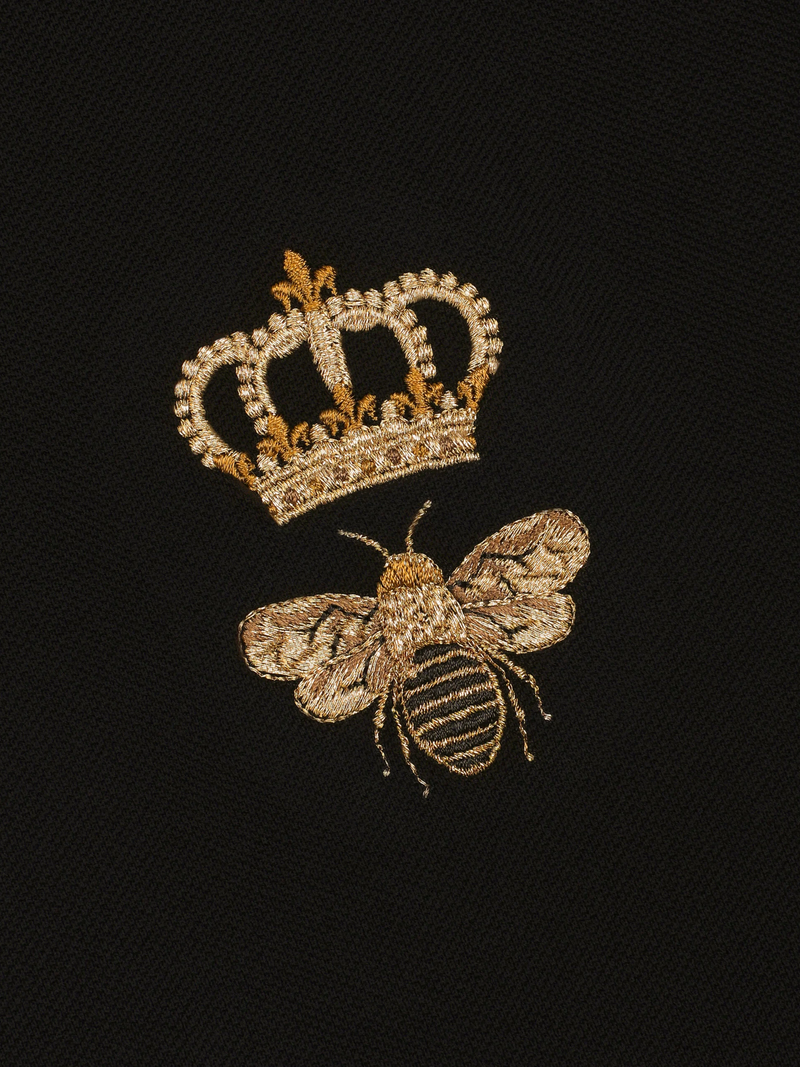 DOLCE & GABBANA BEE CROWN POLO SHIRT BLACK