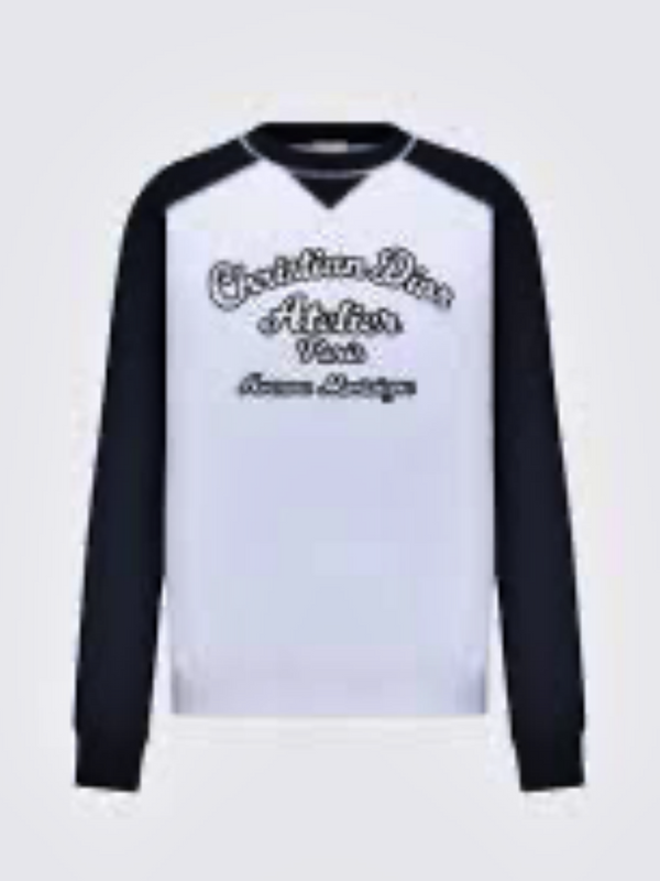 DIOR ATELIER EMBROIDERED LOGO SWEATER WHITE NAVY