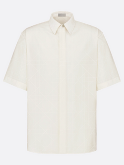 DIOR CANNAGE SHORT SLEEVE SILK BLEND SHIRT WHITE