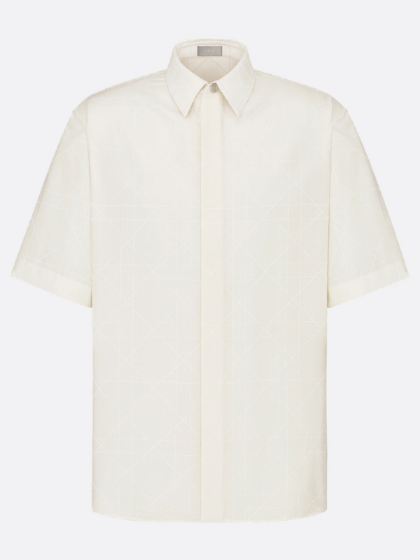 DIOR CANNAGE SHORT SLEEVE SILK BLEND SHIRT WHITE