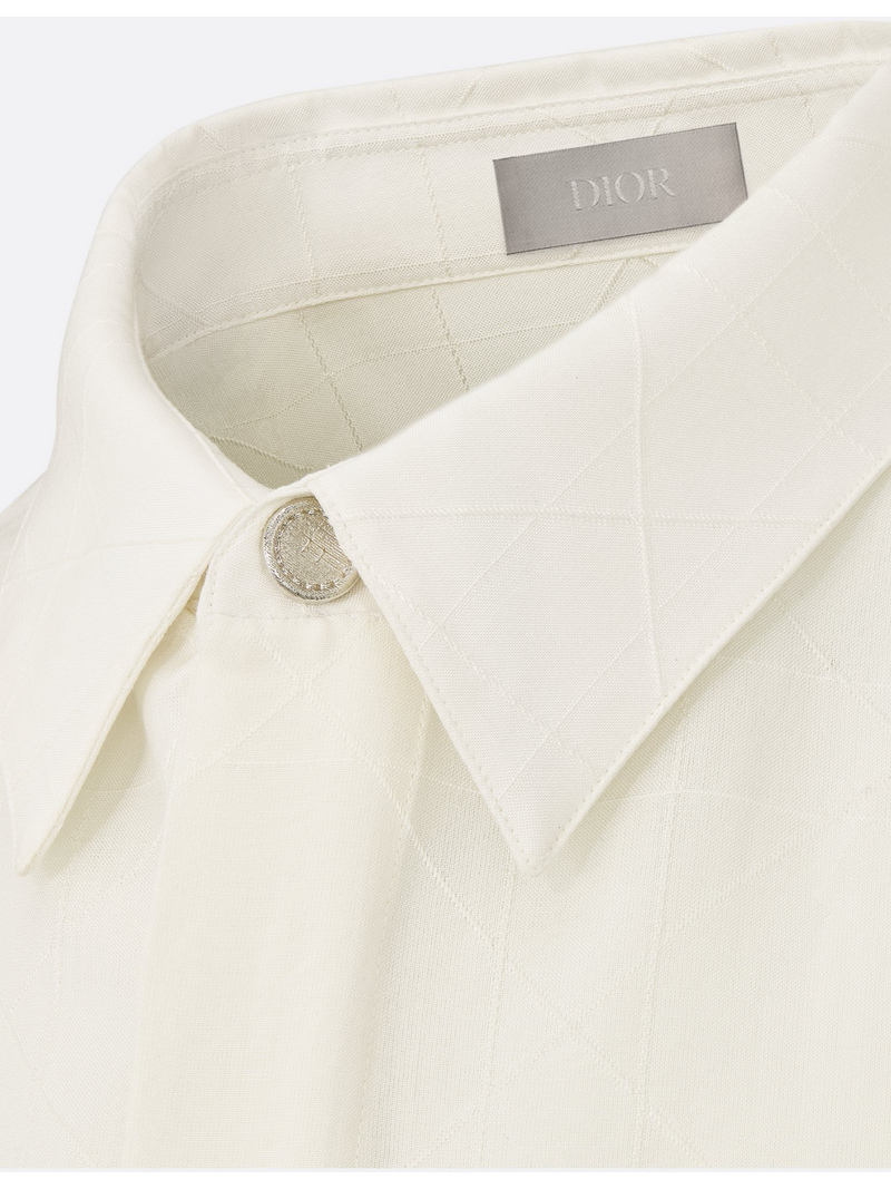DIOR CANNAGE SHORT SLEEVE SILK BLEND SHIRT WHITE