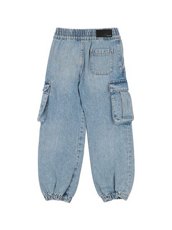 AMIRI KIDS DENIM CARGO JOGGERS LIGHT DENIM
