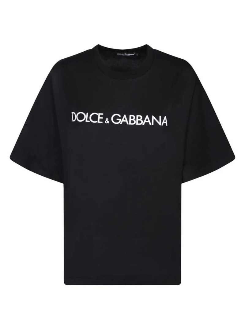 DOLCE & GABBANA SLIM FIT LOGO TEE BLACK