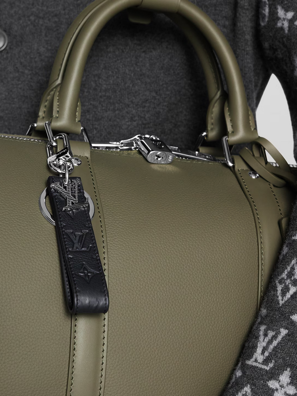 LOUIS VUITTON LV SHADOW DRAGONNE KEY HOLDER & BAG CHARM BLACK