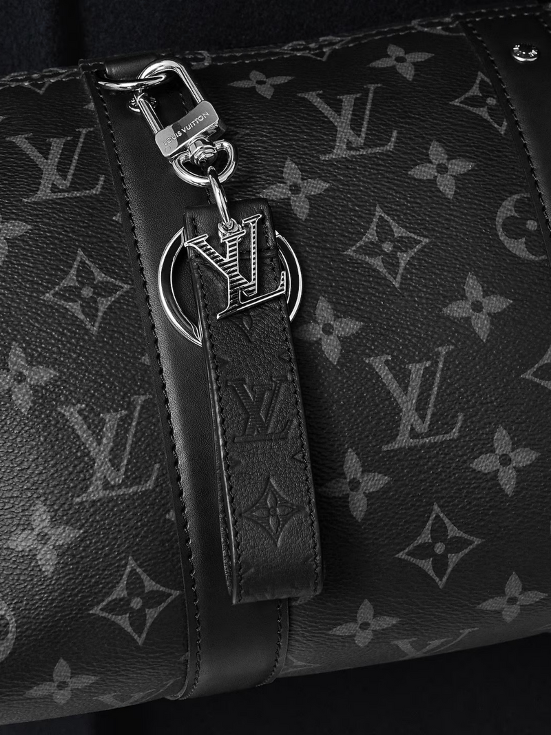 LOUIS VUITTON LV SHADOW DRAGONNE KEY HOLDER & BAG CHARM BLACK