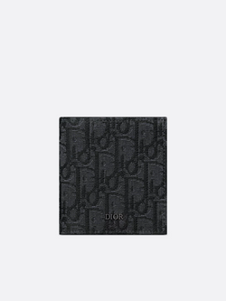 DIOR OBLIQUE VERTICAL BIFOLD WALLET BLACK