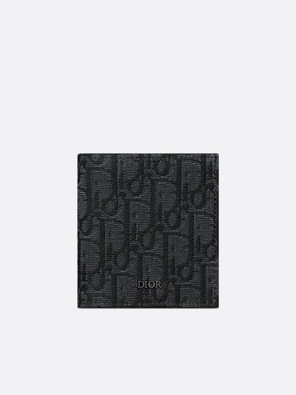 DIOR OBLIQUE VERTICAL BIFOLD WALLET BLACK