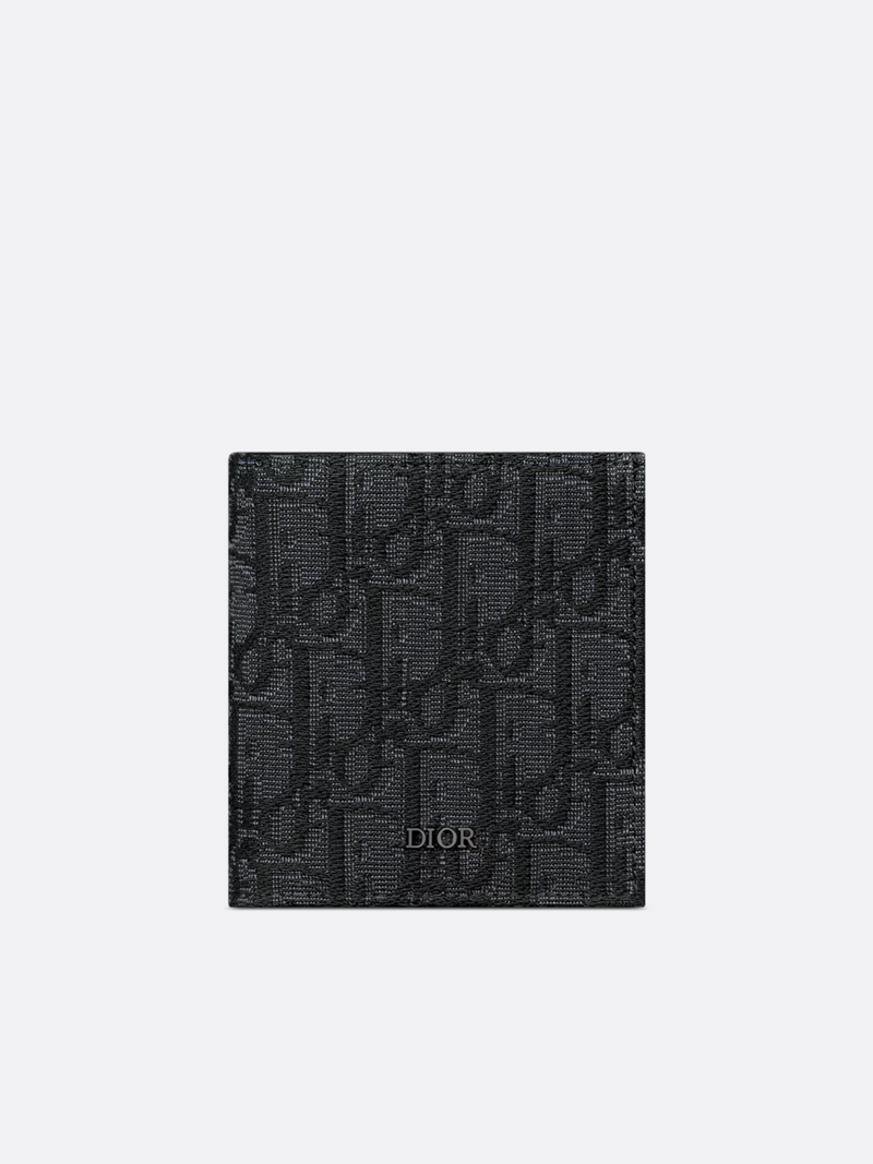 DIOR OBLIQUE VERTICAL BIFOLD WALLET BLACK